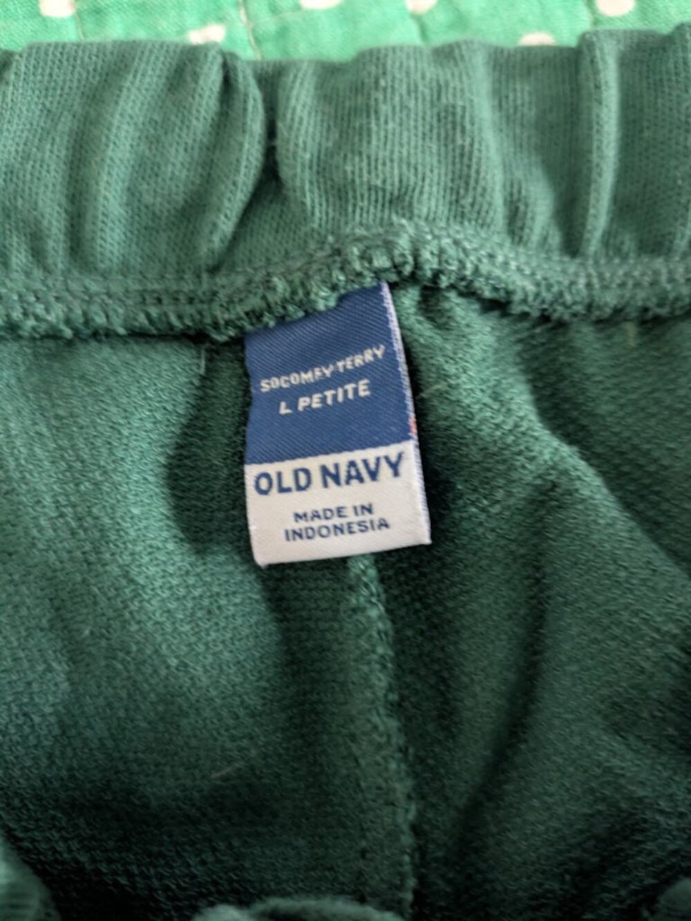 OLD NAVY Women Sz L Petite Sweatpants Green Pine SoComfy Barrel Seamed Terry - Picture 2 of 4